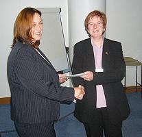 Joanne Wragg receiving the Allan Ure Bursary